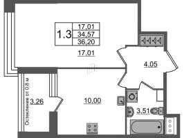 1 ккв № 517 Корп.: 1.1 , Секция 2.4  в ЖК Сенат