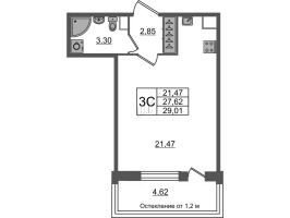 Студия № 498 Корп.: 1.1 , Секция 2.4  в ЖК Сенат