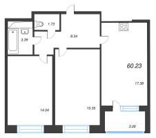 3 ккв (Евро) № 498 Корп.: 1.2 , Секция 1.4  в ЖК Сенат