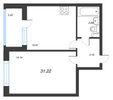 1 ккв № 158 Корп.: 1.1 , Секция 1.2  в ЖК Сенат