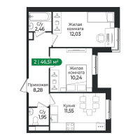2 ккв № 184 Корп.: 4 Уч. 16 , Секция 5  в ЖК Сертолово Парк