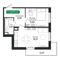 2 ккв (Евро) № 385 Корп.: 4 Уч. 16 , Секция 12  в ЖК Сертолово Парк
