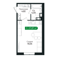 Студия № 19 Корп.: 3 Уч. 15 , Секция 2  в ЖК Сертолово Парк