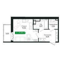 Студия № 334 Корп.: 2 Уч. 13 , Секция 10  в ЖК Сертолово Парк