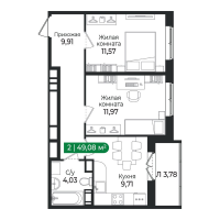 2 ккв № 387 Корп.: 4 Уч. 16 , Секция 12  в ЖК Сертолово Парк