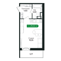 Студия № 39 Корп.: 3 Уч. 15 , Секция 2  в ЖК Сертолово Парк