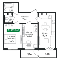 3 ккв (Евро) № 340 Корп.: 4 Уч. 16 , Секция 10  в ЖК Сертолово Парк