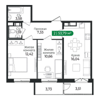 3 ккв (Евро) № 518 Корп.: 4 Уч. 16 , Секция 16  в ЖК Сертолово Парк