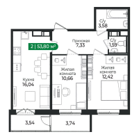 3 ккв (Евро) № 495 Корп.: 4 Уч. 16 , Секция 14  в ЖК Сертолово Парк