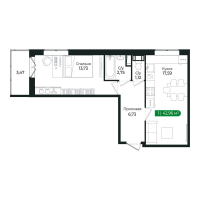 2 ккв (Евро) № 33 Корп.: 2 Уч. 13 , Секция 2  в ЖК Сертолово Парк