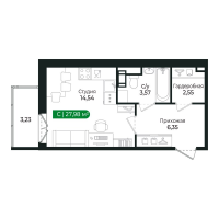 Студия № 287 Корп.: 2 Уч. 13 , Секция 9  в ЖК Сертолово Парк