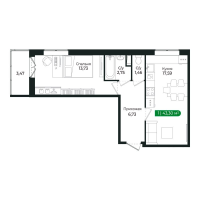 2 ккв (Евро) № 9 Корп.: 2 Уч. 13 , Секция 2  в ЖК Сертолово Парк