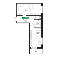 2 ккв (Евро) № 422 Корп.: 2 Уч. 13 , Секция 12  в ЖК Сертолово Парк
