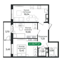 3 ккв (Евро) № 197 Корп.: 4 Уч. 16 , Секция 5  в ЖК Сертолово Парк
