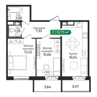 3 ккв (Евро) № 522 Корп.: 4 Уч. 16 , Секция 16  в ЖК Сертолово Парк