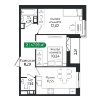 2 ккв № 160 Корп.: 4 Уч. 16 , Секция 4  в ЖК Сертолово Парк