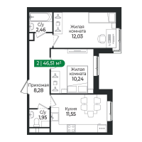 2 ккв № 136 Корп.: 4 Уч. 16 , Секция 4  в ЖК Сертолово Парк