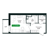 Студия № 281 Корп.: 2 Уч. 13 , Секция 9  в ЖК Сертолово Парк