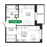 1 ккв № 418 Корп.: 4 Уч. 16 , Секция 12  в ЖК Сертолово Парк