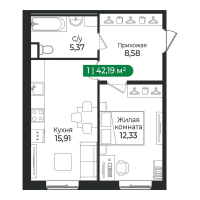 2 ккв (Евро) № 376 Корп.: 4 Уч. 16 , Секция 12  в ЖК Сертолово Парк