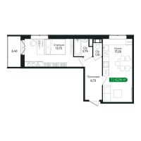 2 ккв (Евро) № 15 Корп.: 2 Уч. 13 , Секция 2  в ЖК Сертолово Парк