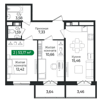 3 ккв (Евро) № 344 Корп.: 4 Уч. 16 , Секция 10  в ЖК Сертолово Парк