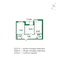 2 ккв № 25 Корп.: 3 Уч. 15 , Секция 2  в ЖК Сертолово Парк