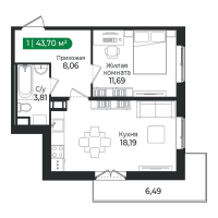 2 ккв (Евро) № 393 Корп.: 4 Уч. 16 , Секция 12  в ЖК Сертолово Парк