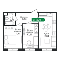 3 ккв (Евро) № 510 Корп.: 4 Уч. 16 , Секция 16  в ЖК Сертолово Парк