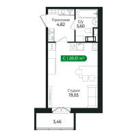 Студия № 222 Корп.: 3 Уч. 15 , Секция 8  в ЖК Сертолово Парк