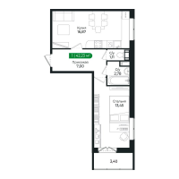 2 ккв (Евро) № 416 Корп.: 2 Уч. 13 , Секция 12  в ЖК Сертолово Парк