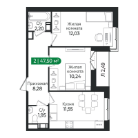 2 ккв № 214 Корп.: 4 Уч. 16 , Секция 5  в ЖК Сертолово Парк