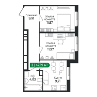 2 ккв № 379 Корп.: 4 Уч. 16 , Секция 12  в ЖК Сертолово Парк