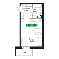 Студия № 216 Корп.: 3 Уч. 15 , Секция 8  в ЖК Сертолово Парк