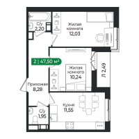 2 ккв № 199 Корп.: 4 Уч. 16 , Секция 5  в ЖК Сертолово Парк
