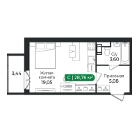Студия № 215 Корп.: 4 Уч. 16 , Секция 5  в ЖК Сертолово Парк