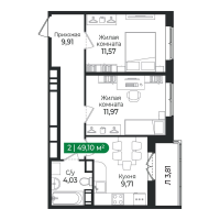 2 ккв № 427 Корп.: 4 Уч. 16 , Секция 12  в ЖК Сертолово Парк
