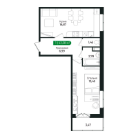 2 ккв (Евро) № 386 Корп.: 2 Уч. 13 , Секция 12  в ЖК Сертолово Парк