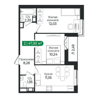 2 ккв № 204 Корп.: 4 Уч. 16 , Секция 5  в ЖК Сертолово Парк