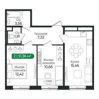 3 ккв (Евро) № 348 Корп.: 4 Уч. 16 , Секция 11  в ЖК Сертолово Парк