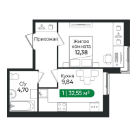 1 ккв № 44 Корп.: 4 Уч. 16 , Секция 2  в ЖК Сертолово Парк