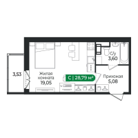 Студия № 149 Корп.: 4 Уч. 16 , Секция 4  в ЖК Сертолово Парк