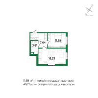 2 ккв (Евро) № 53 Корп.: 3 Уч. 15 , Секция 3  в ЖК Сертолово Парк