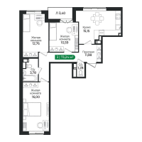 4 ккв (Евро) № 517 Корп.: 4 Уч. 16 , Секция 16  в ЖК Сертолово Парк