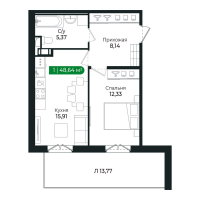 2 ккв (Евро) № 68 Корп.: 3 Уч. 15 , Секция 3  в ЖК Сертолово Парк