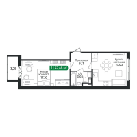 2 ккв (Евро) № 99 Корп.: 4 Уч. 16 , Секция 3  в ЖК Сертолово Парк