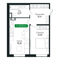 2 ккв (Евро) № 52 Корп.: 3 Уч. 15 , Секция 3  в ЖК Сертолово Парк