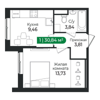 1 ккв № 434 Корп.: 4 Уч. 16 , Секция 13  в ЖК Сертолово Парк