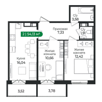 3 ккв (Евро) № 483 Корп.: 4 Уч. 16 , Секция 14  в ЖК Сертолово Парк