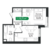 1 ккв № 141 Корп.: 4 Уч. 16 , Секция 4  в ЖК Сертолово Парк